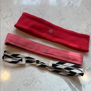 Lululemon Red and Pink Headbands Set